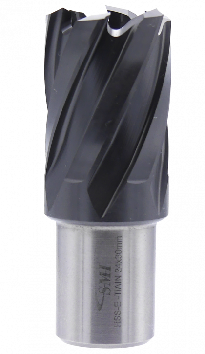 SMI HSS TiAlN Kernbohrer 24 mm Drm. 19 mm Weldon Aufnahme SMI HSS TiAlN Kernbohrer 24 mm Drm. 19 mm Weldon Aufnahme