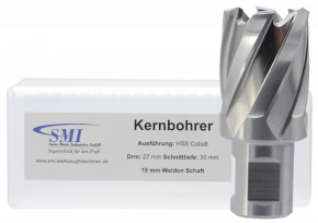 SMI HSS-E Cobalt Kernbohrer 27 mm Drm. 19 mm Weldon Aufnahme