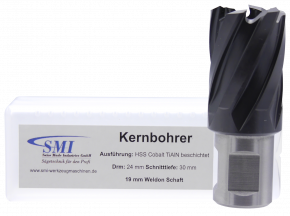 SMI HSS TiAlN Kernbohrer 24 mm Drm. 19 mm Weldon Aufnahme